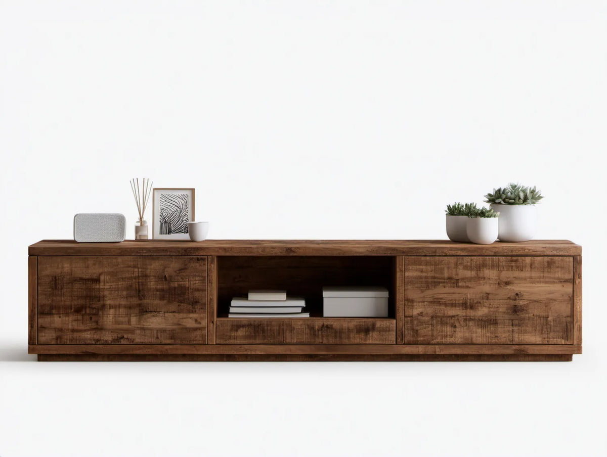 Brązowa szafka RTV z litego drewna mango, 180 x 40 x 50 cm