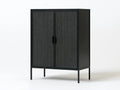 Czarny metalowy kredens z drzwiami z siatki stalowej 80 x 40 x 120 cm
