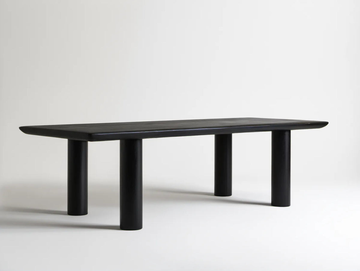 Czarny prostokątny stół z litego drewna kauczukowego 180 x 90 x 75 cm