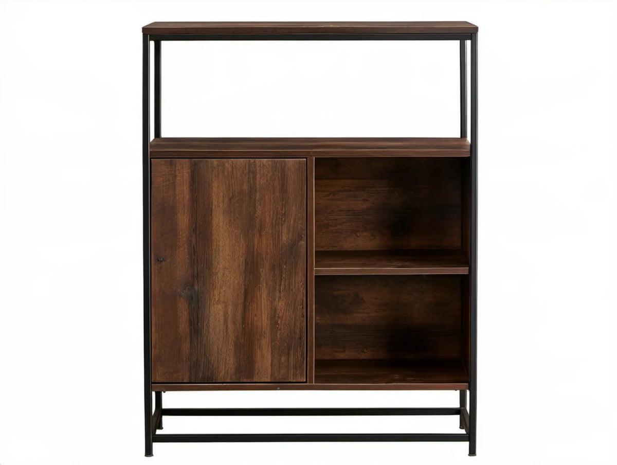 Brązowo-czarny mebel z litego drewna mango 80 x 35 x 110 cm