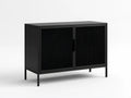 Czarna metalowa szafka 120 x 40 x 80 cm z 2 drzwiami z perforowanej siatki