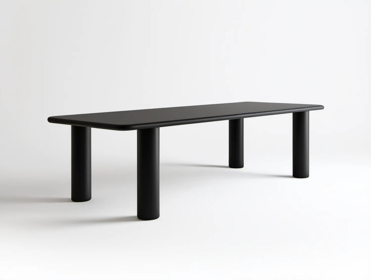 Czarny stół do jadalni z blatem MDF i stalowymi nogami, 160 x 70 x 75 cm