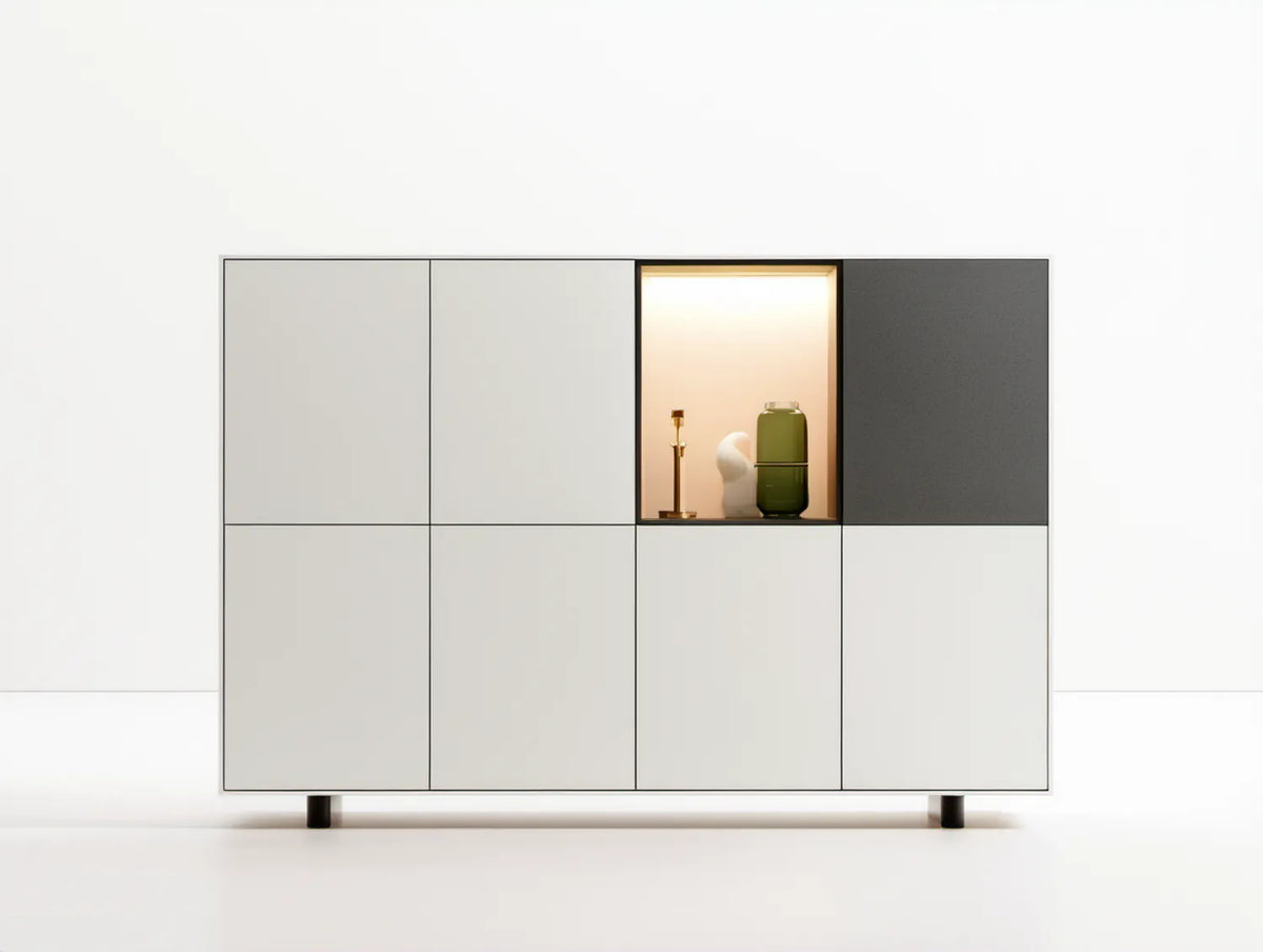 Regał z witryną LED biało-czarny, 180 × 40 × 100 cm