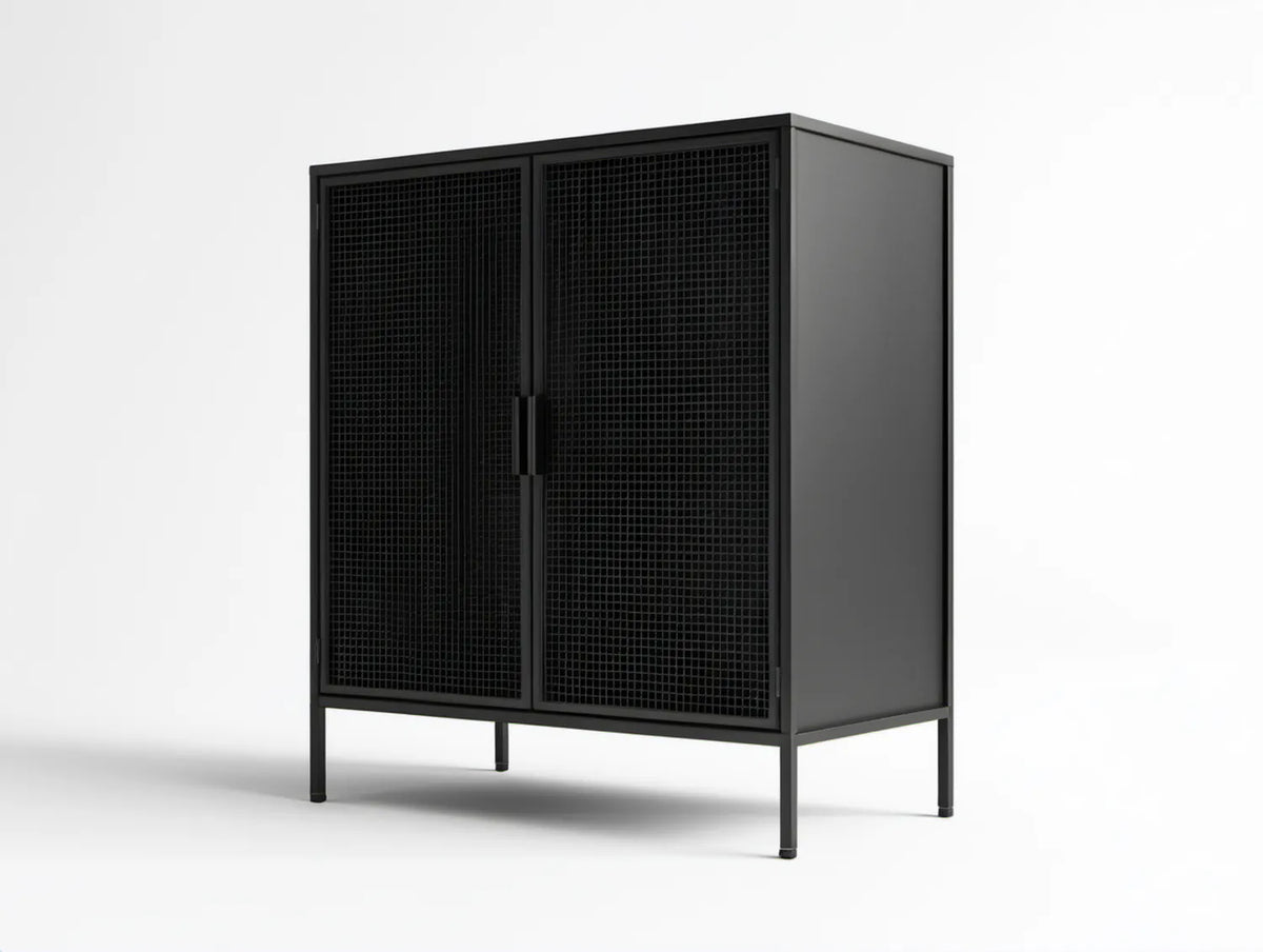 Czarny stalowy kredens dwudrzwiowy 80 x 40 x 120 cm