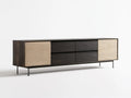 Kredens czarno-beżowy z MDF i stali, 200 × 45 × 75 cm