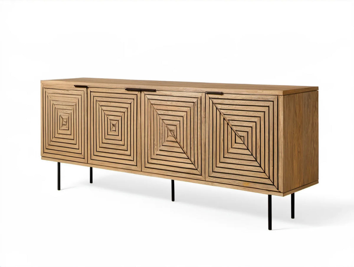 Kredens z litego drewna mango 160 x 40 x 80 cm, naturalny brąz/czarny